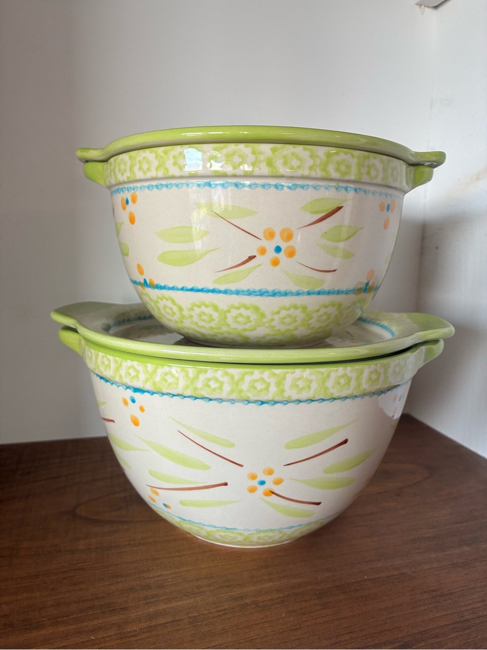 Temp-tations Old World Green 1 Qt & 1.5 Qt Covered Bowls Set w/ Lids